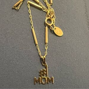 #1 MOM PENDANT & signed designer gold plated choker necklace